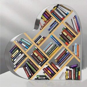 Acrylic Heart Shaped Book Lover Decorative Piece